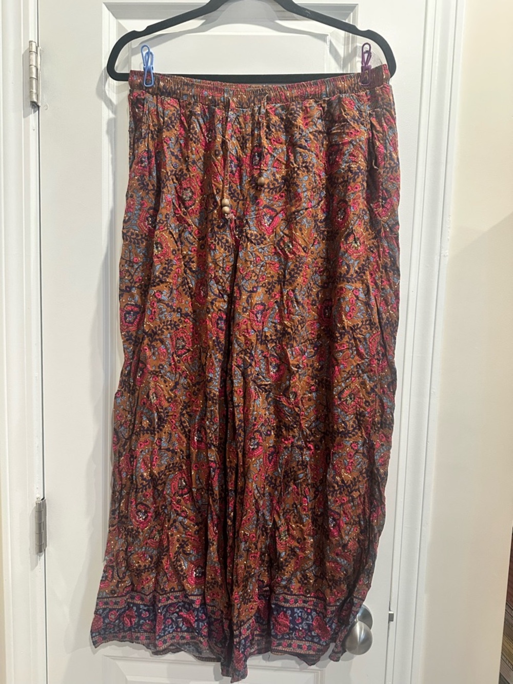Haute Hippie Paisley Maxi Skirt in Rust and Pink Accents